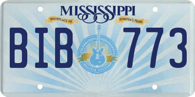 MS license plate BIB773