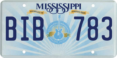 MS license plate BIB783