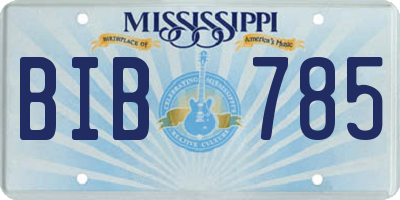 MS license plate BIB785