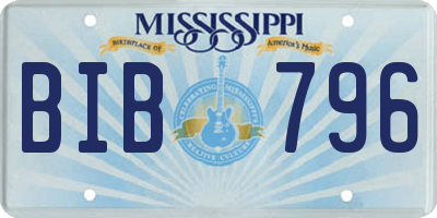 MS license plate BIB796
