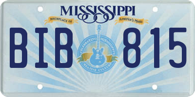 MS license plate BIB815