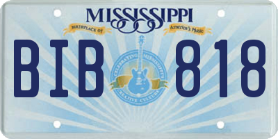 MS license plate BIB818