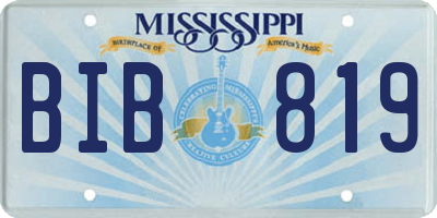 MS license plate BIB819