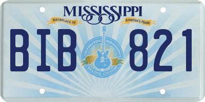 MS license plate BIB821