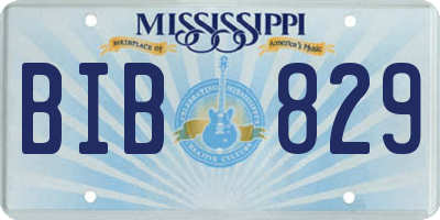 MS license plate BIB829