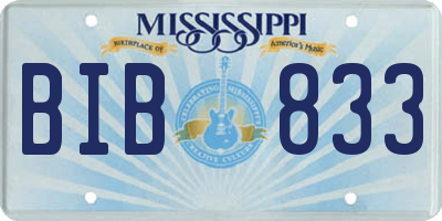 MS license plate BIB833