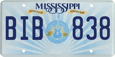MS license plate BIB838