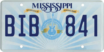 MS license plate BIB841