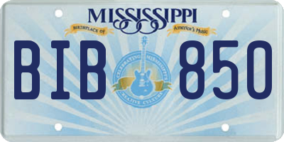 MS license plate BIB850