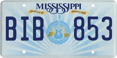 MS license plate BIB853