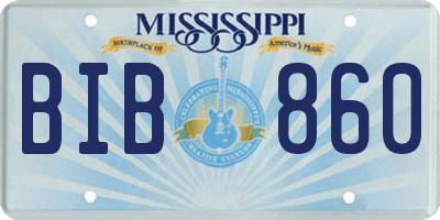 MS license plate BIB860