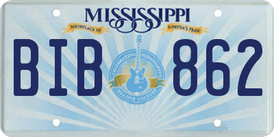 MS license plate BIB862