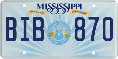 MS license plate BIB870