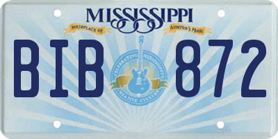 MS license plate BIB872