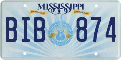 MS license plate BIB874