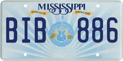 MS license plate BIB886