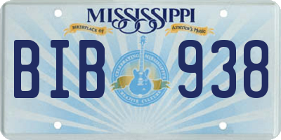 MS license plate BIB938