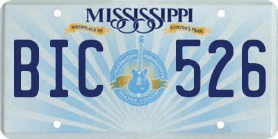 MS license plate BIC526