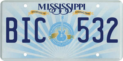 MS license plate BIC532
