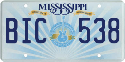 MS license plate BIC538