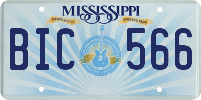 MS license plate BIC566