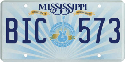 MS license plate BIC573