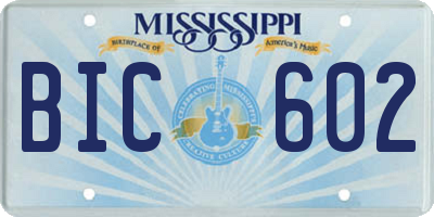 MS license plate BIC602