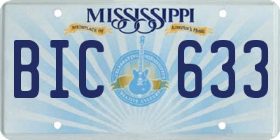 MS license plate BIC633