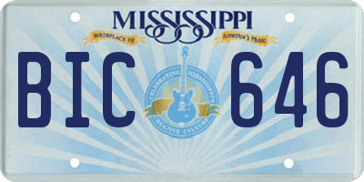 MS license plate BIC646