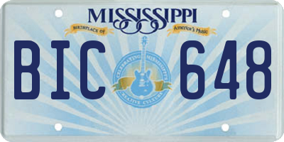 MS license plate BIC648