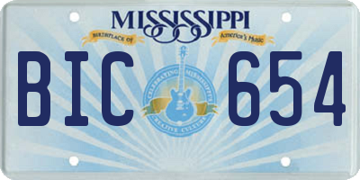 MS license plate BIC654