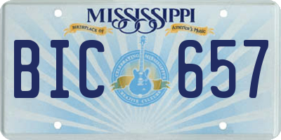 MS license plate BIC657