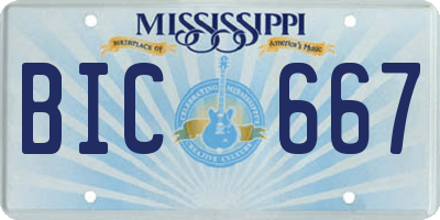 MS license plate BIC667