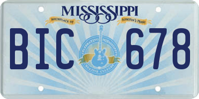 MS license plate BIC678