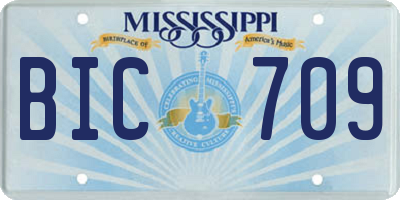 MS license plate BIC709