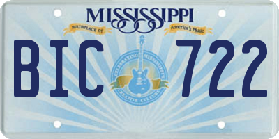 MS license plate BIC722