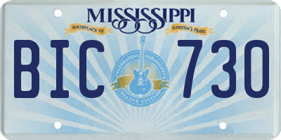 MS license plate BIC730