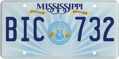 MS license plate BIC732