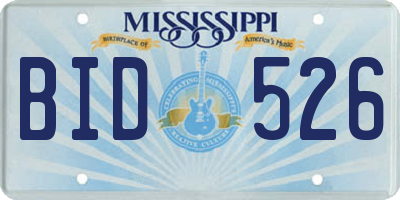 MS license plate BID526