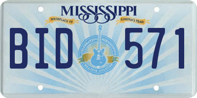 MS license plate BID571