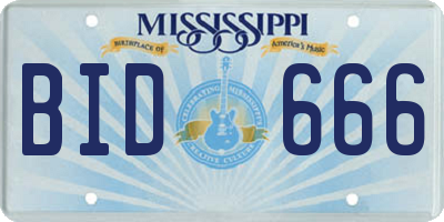 MS license plate BID666