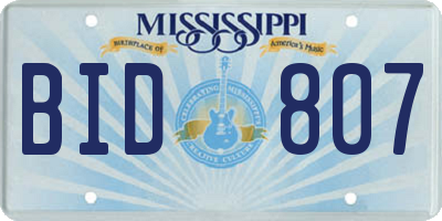 MS license plate BID807