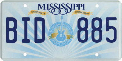 MS license plate BID885