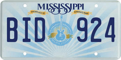 MS license plate BID924