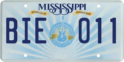 MS license plate BIE011