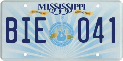 MS license plate BIE041