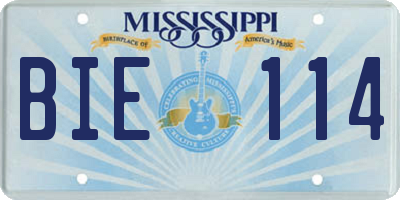 MS license plate BIE114