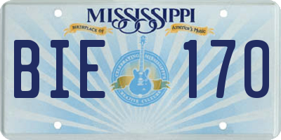 MS license plate BIE170