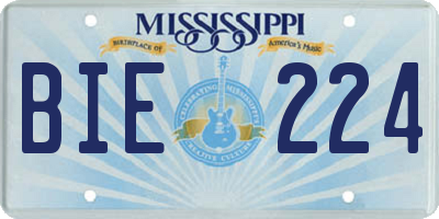 MS license plate BIE224