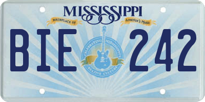 MS license plate BIE242